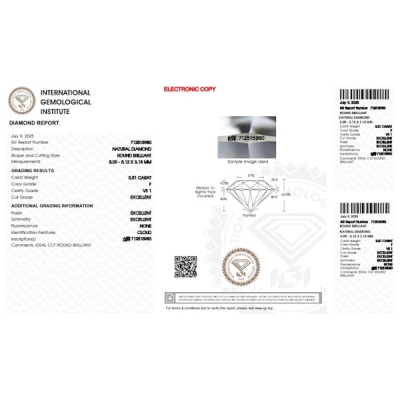 Diamante certificado IGI 0.51 CT F VS1
