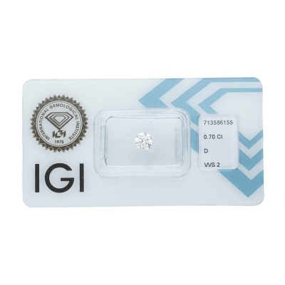 Diamante certificado IGI 0.70 CT D VVS2 