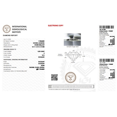 Diamante certificado IGI 0.50 CT  E VS2