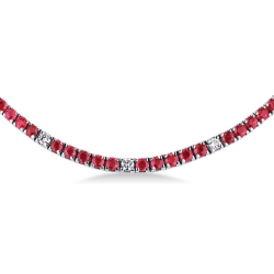 Collar tennis en oro blanco 18k con rubíes y diamantes 2