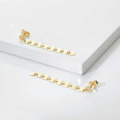 Pendientes colgantes hexagonales en oro amarillo 18k