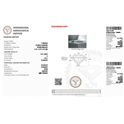 Diamante certificado IGI 0.41 CT D VVS1 