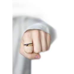 Anillo de hombre contrarié en oro amarillo 18k con diamantes negros 2