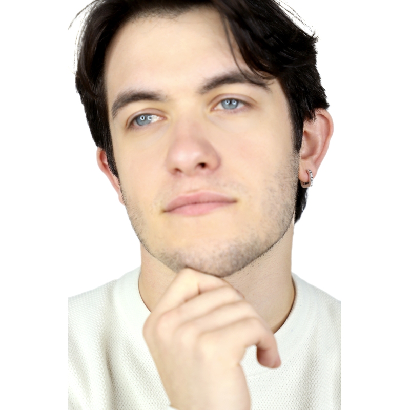 Pendiente único rectangular en oro blanco 18k con diamantes