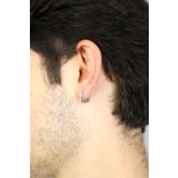 Pendiente único rectangular en oro blanco 18k con diamantes 2