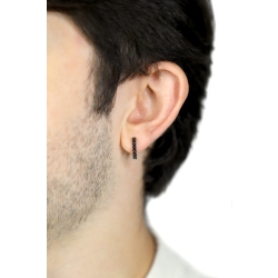 Pendiente único rectangular en oro blanco 18k con diamantes negros 2