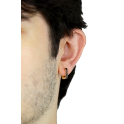 Pendiente único en oro amarillo 18k con fila de diamantes negros 2