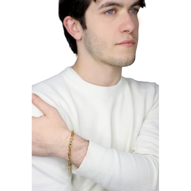 Pulsera cadena en oro amarillo 18k con diseño geométrico