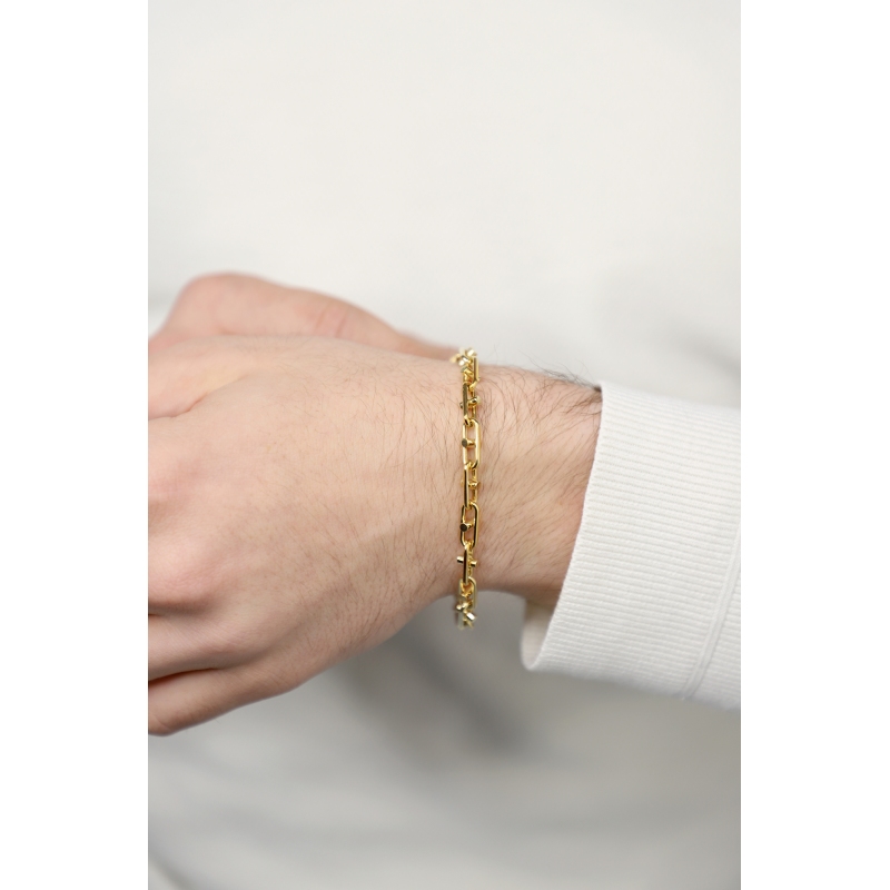 Pulsera cadena en oro amarillo 18k con diseño geométrico