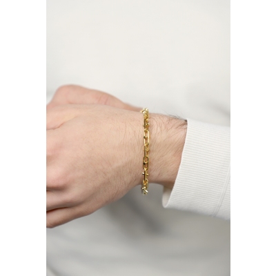 Pulsera cadena en oro amarillo 18k con diseño geométrico