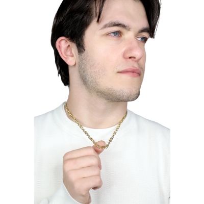 Cadena de hombre en oro amarillo 18k con diseño geométrico