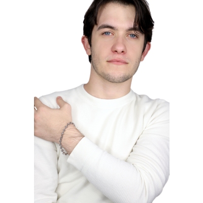 Pulsera de hombre en oro blanco 18k con diseño fantasía