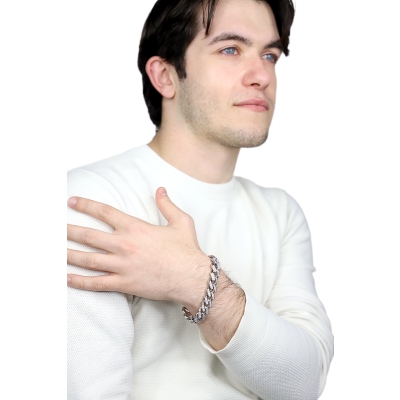 Pulsera Cuban link en oro blanco de 18k con diamantes