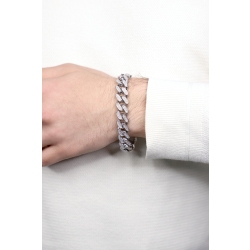 Pulsera Cuban link en oro blanco de 18k con diamantes 2