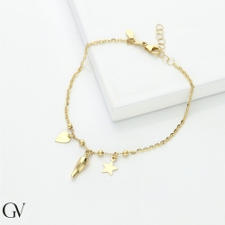 Pulsera en oro amarillo 18k con charms de la suerte 2