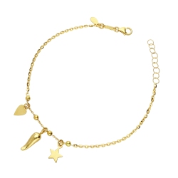 Pulsera en oro amarillo 18k con charms de la suerte
