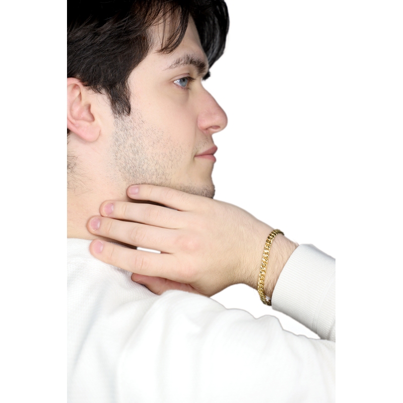 Pulsera grumete plana en oro amarillo 18k cm 19