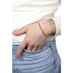 Pulsera grumete plana brillante en oro amarillo 18k 19 cm 2