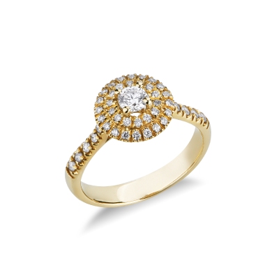 Anillo central en oro amarillo con diamantes