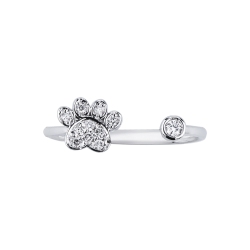 Anillo abierto en oro blanco con huella y diamantes 2