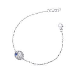 Pulsera con colgante ovalado de diamantes y zafiro azul