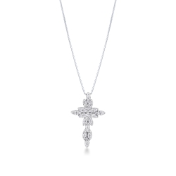 Collar en oro blanco con cruz de diamantes
