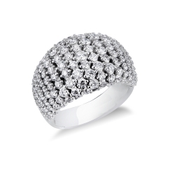 Anillo de banda suave en oro blanco con diamantes