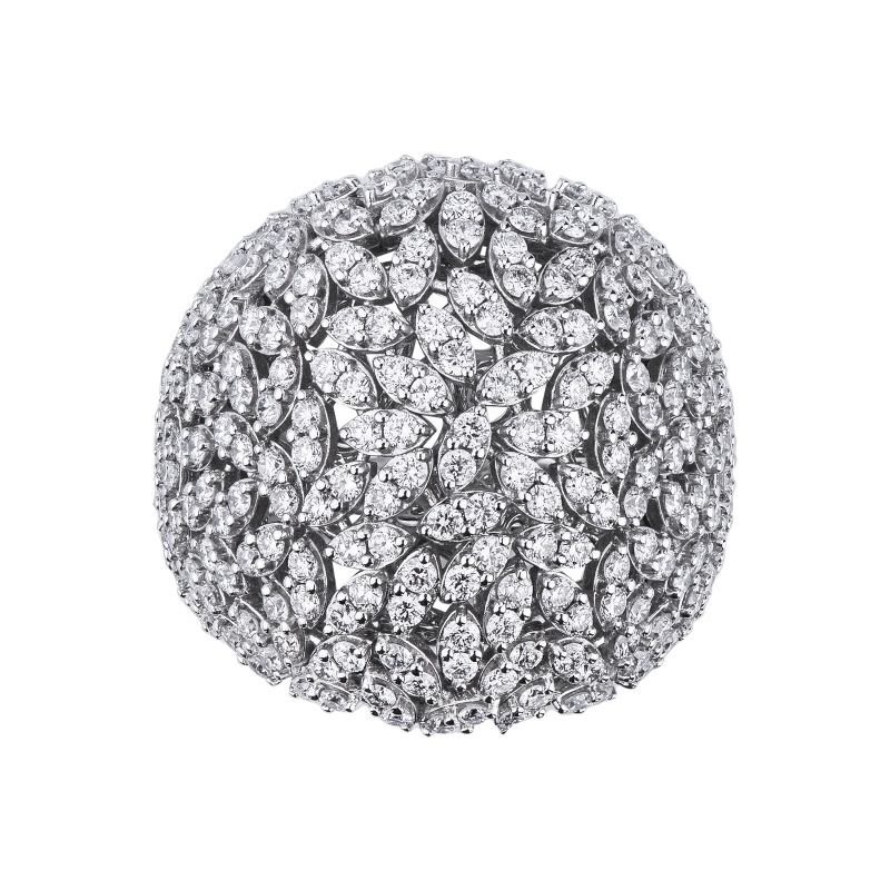 Anillo de banda ancha en oro blanco con diamantes Anillo de banda ancha en oro blanco con diamantes