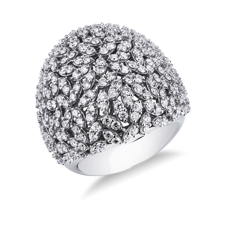 Anillo de banda ancha en oro blanco con diamantes Anillo de banda ancha en oro blanco con diamantes