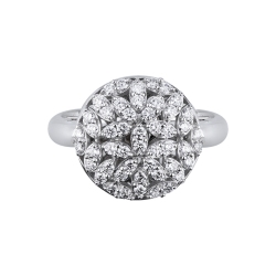 Anillo redondo en oro blanco 750 con diamantes 2