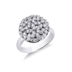 Anillo redondo en oro blanco 750 con diamantes