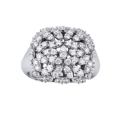 Anillo en oro blanco con diamantes en diseño de falsas navettes 2