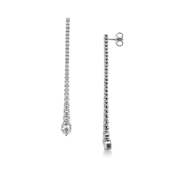 Pendientes colgantes en oro blanco 750 con diamantes 6.3 mm