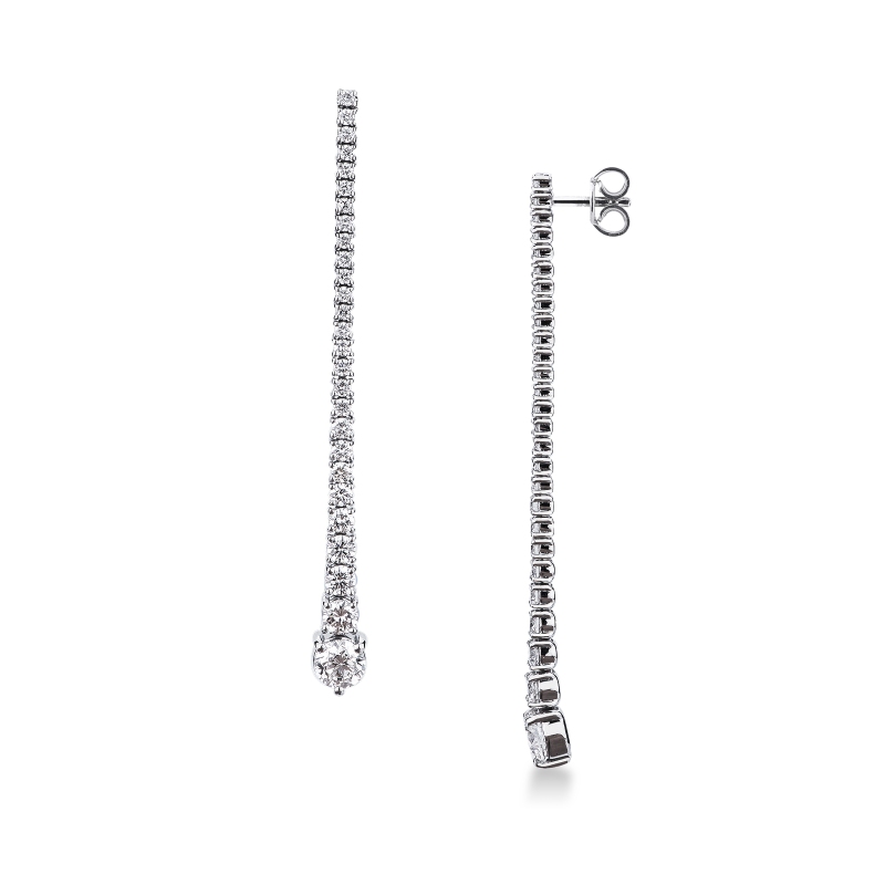 Pendientes colgantes en oro blanco 750 con diamantes 6.3 mm Pendientes colgantes en oro blanco 750 con diamantes 6.3 mm