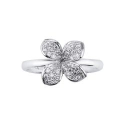 Anillo en forma de flor en oro blanco con diamantes 2