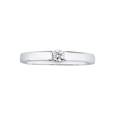 Anillo solitario en oro blanco de 18k con diamante brillante 0.10CT