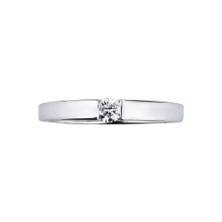 Anillo solitario moderno en oro blanco 18k con diamante engastado a presión 2