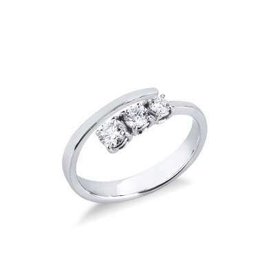 Anillo trilogy contrarié en oro blanco de 18 quilates con diamantes