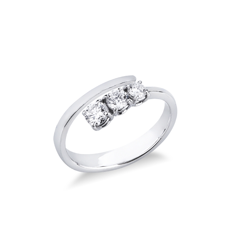 Anillo trilogy Tu y yo en oro blanco 18 quilates con diamantes  Anillo trilogy Tu y yo en oro blanco 18 quilates con diamantes