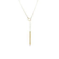 Collar lazo en oro amarillo 18k con barra