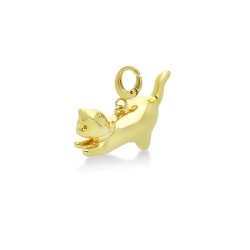 Colgante en forma de gato en oro amarillo 18k de 2 cm