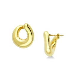 Aros bombados en oro amarillo 18k con diseño semi trenzado