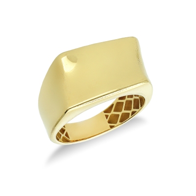 Anillo de mujer en oro amarillo 18k banda rectangular
