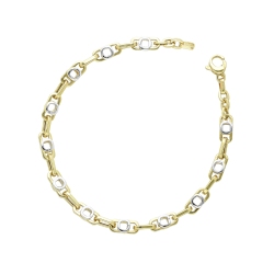 Pulsera bicolor en oro amarillo y blanco 18k con diseño geométrico