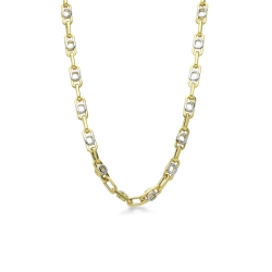 Cadena bicolor en oro blanco y amarillo 18k con diseño geométrico