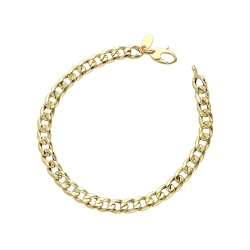 Pulsera grumete plana brillante en oro amarillo 18k 19 cm