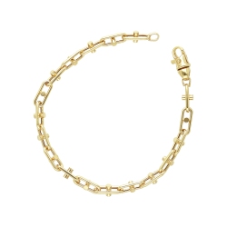 Pulsera cadena en oro amarillo 18k con diseño geométrico