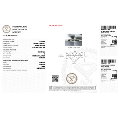 Diamante certificado IGI 0.31 CT E IF