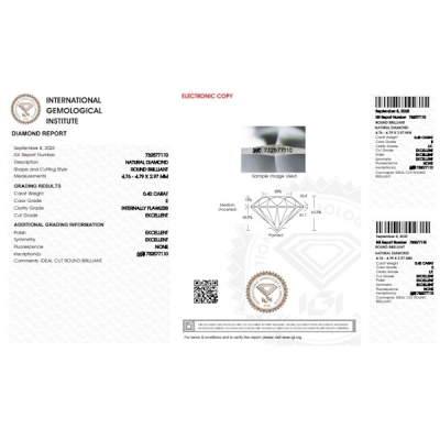 Diamante certificado IGI 0.42 CT E IF 