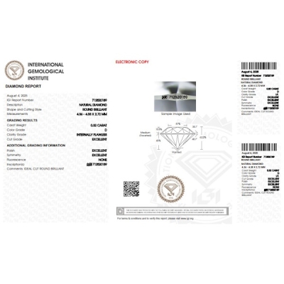 Diamante certificado IGI 0.32 CT D IF 